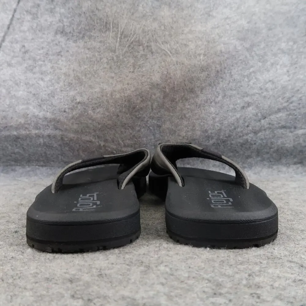 Flojos Shoes Mens 8 Sandal Flip Flop Slip On Memory Foam Comfort Surf Gray Black